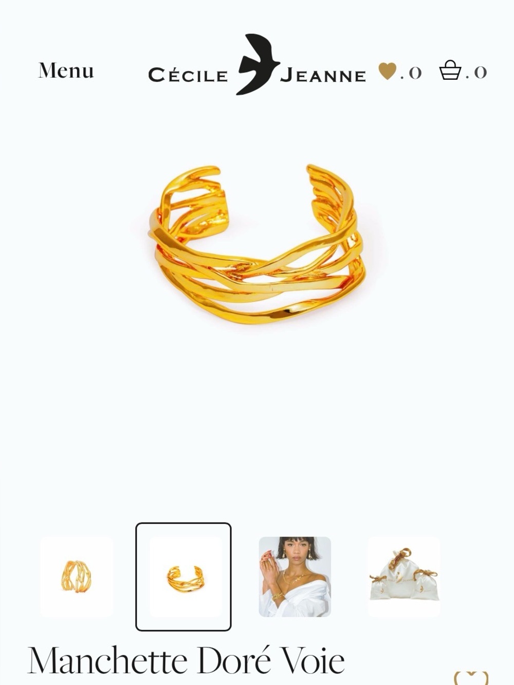 Cecile Jeanne Gold Cuff Bracelet